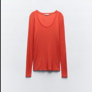 ZARA SEMI-SHEER MICRORIB SHIRT Size M NEW WITH TAG!